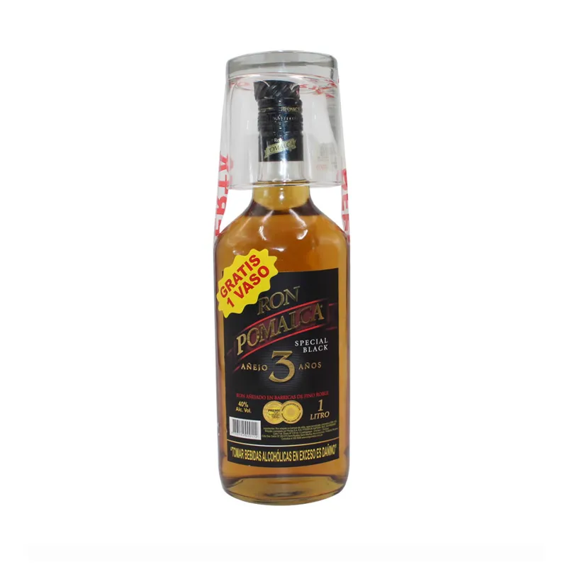 Ron pomalca Añejo con vaso